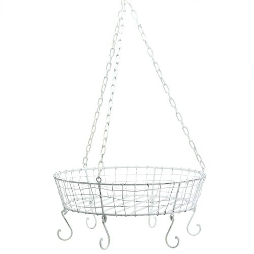 Floristik24 Kitchen hanger basket with hooks white Ø41cm
