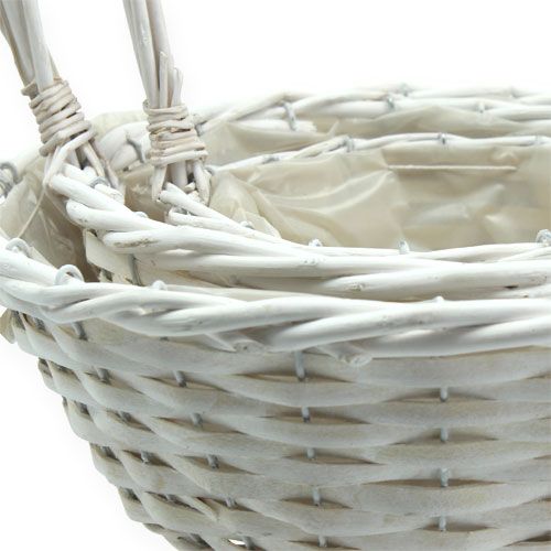 Product Basket set x 3 with handle round white Ø18, 23, 29cm