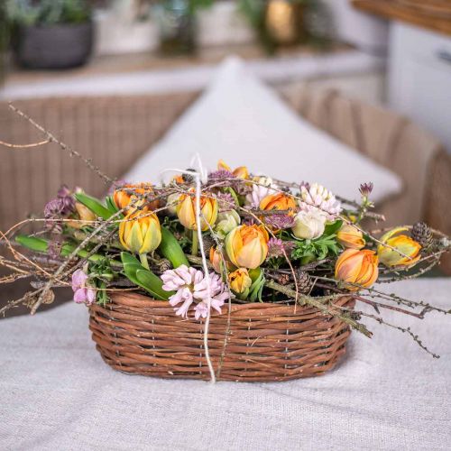 Floristik24 Basket bowl, planter, wooden basket for planting nature L41cm H13.5