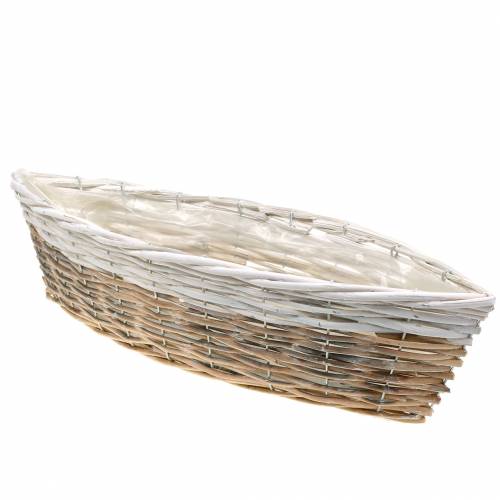 Floristik24 Basket boat white, nature 55cm x 17cm