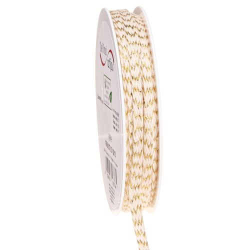 Floristik24 Cord cotton gold and cream cotton ribbon 7mm 15m