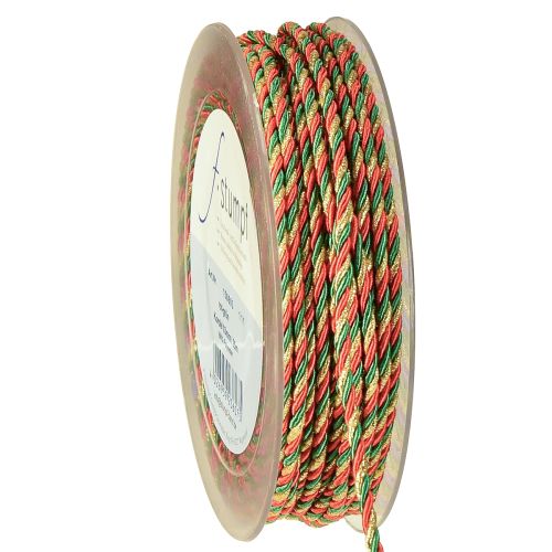 Floristik24 Cord red green gold decorative cord tricolor cord ribbon 3mm 25m