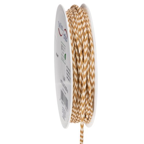 Two-Tone Gift Ribbon Cord 3mm x 20m in Light Brown and Cream