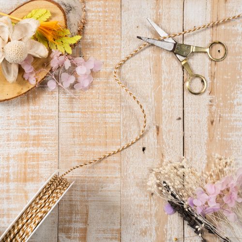 Two-Tone Gift Ribbon Cord 3mm x 20m in Light Brown and Cream | Floristik24.co.uk
