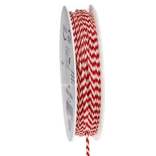 Red and White Zigzag Twine on Roll, 3mm x 20m, Polyester for Crafting and Gift Wrapping buy online | Floristik24.co.uk