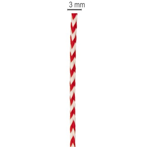 Red and White Zigzag Twine on Roll, 3mm x 20m, Polyester for Crafting and Gift Wrapping | Floristik24.co.uk
