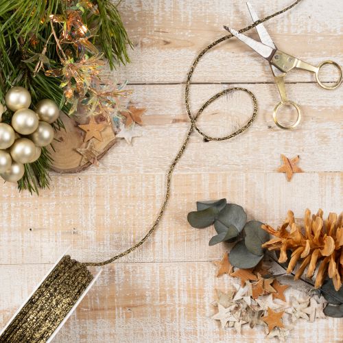Shiny Black and Gold Cord for Gift Wrapping and Decoration, 3mm x 20m, Polyester | Floristik24.co.uk
