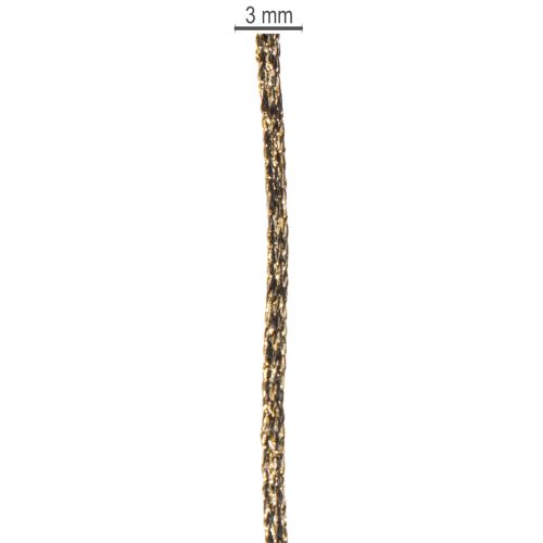 Shiny Black and Gold Cord for Gift Wrapping and Decoration, 3mm x 20m, Polyester | Floristik24.co.uk