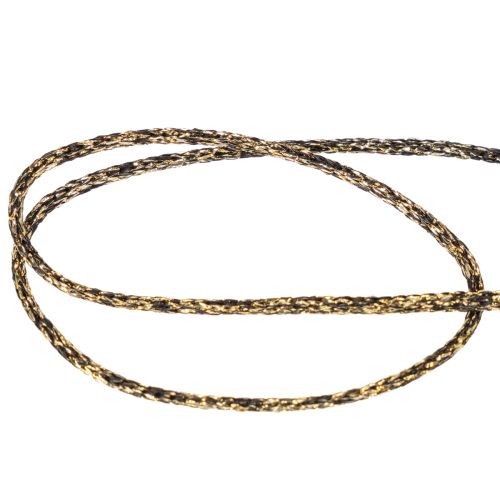 Shiny Black and Gold Cord for Gift Wrapping and Decoration, 3mm x 20m, Polyester | Floristik24.co.uk
