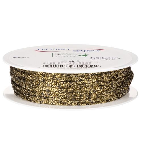 Shiny Black and Gold Cord for Gift Wrapping and Decoration, 3mm x 20m, Polyester | Floristik24.co.uk