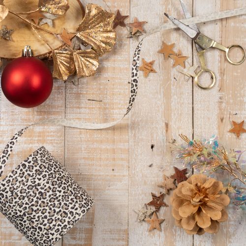 Leopard Print Curling Ribbon Cotton 10mm x 100m for Decorative Use | Floristik24.co.uk