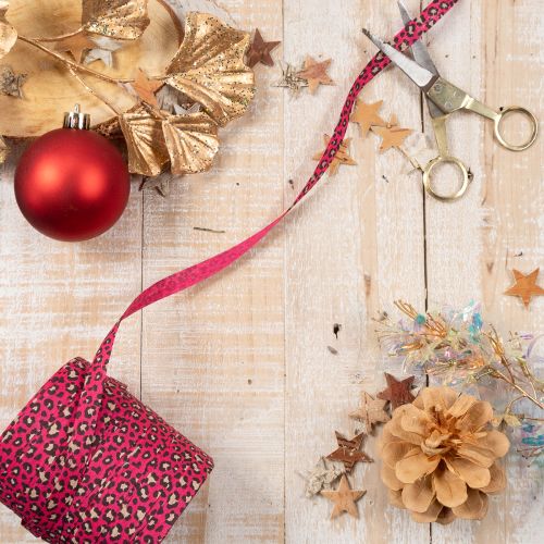 Pink Leopard Print Curling Ribbon 10mm x 100m for Gift Wrapping and Crafting | Floristik24.co.uk