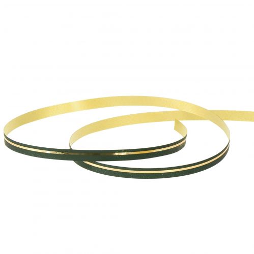 Product Curling ribbon gift ribbon green with gold stripes 10mm 250m