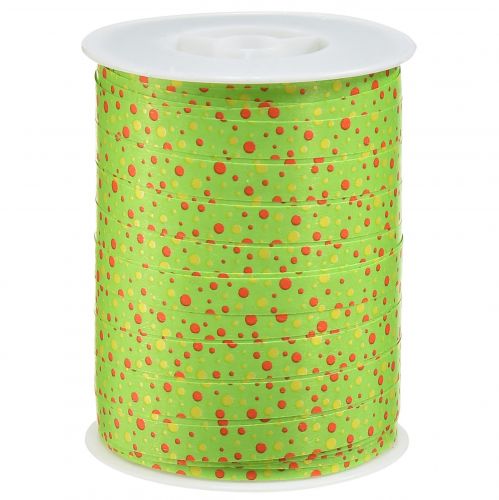 Curling ribbon gift ribbon green with dots 10mm 250m