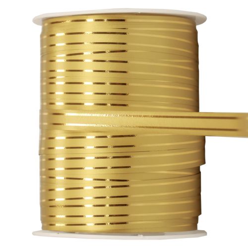 Floristik24 Curling ribbon gift ribbon gold with gold stripes 10mm 250m