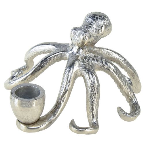 Floristik24 Maritime decoration candle holder octopus metal silver Ø14cm H9cm