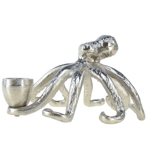 Floristik24 Maritime decoration candle holder octopus metal silver Ø14cm H9cm