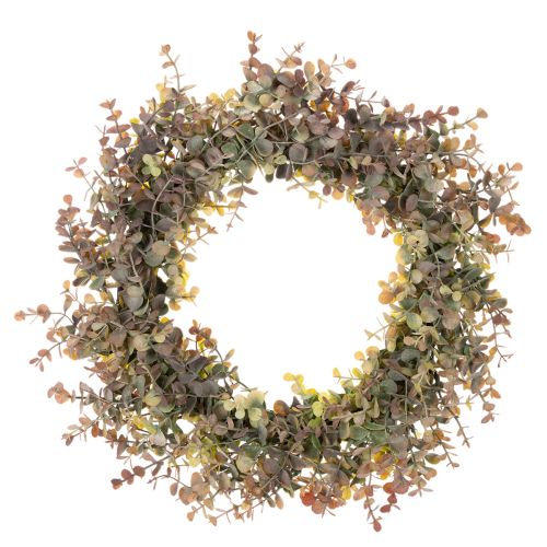 Artificial Eucalyptus Wreath Round 45cm Green and Brown
