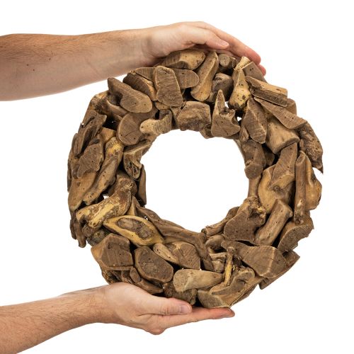 Natural Wooden Wreath 35cm Round for Home Décor | Floristik24.co.uk