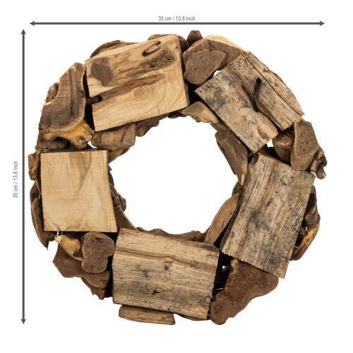 Natural Wooden Wreath 35cm Round for Home Décor | Floristik24.co.uk