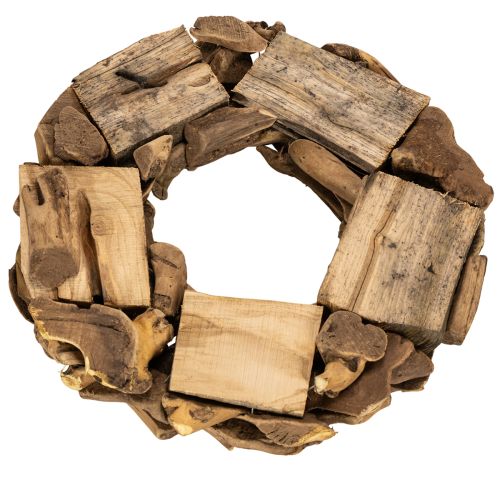 Natural Wooden Wreath 35cm Round for Home Décor | Floristik24.co.uk