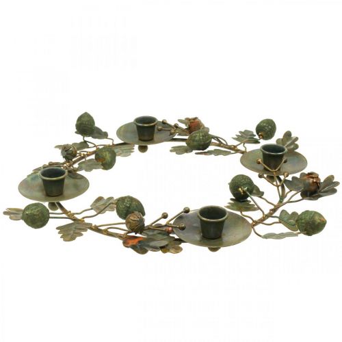 Product Candle wreath metal brass look decoration acorns Ø36cm