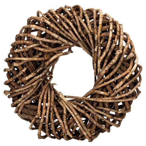 Wreath Made of Natural Branches and Rattan, Round, 35cm, Brown
