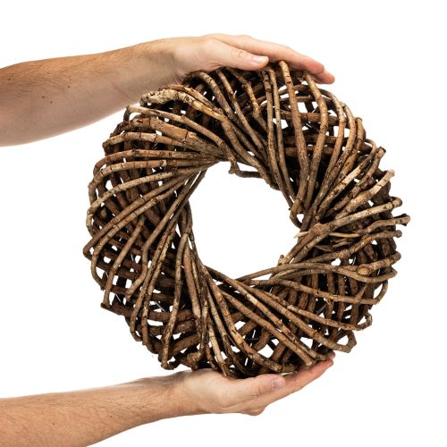 Wreath Made of Natural Branches and Rattan, Round, 35cm, Brown | Floristik24.co.uk