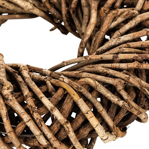 Wreath Made of Natural Branches and Rattan, Round, 35cm, Brown | Floristik24.co.uk