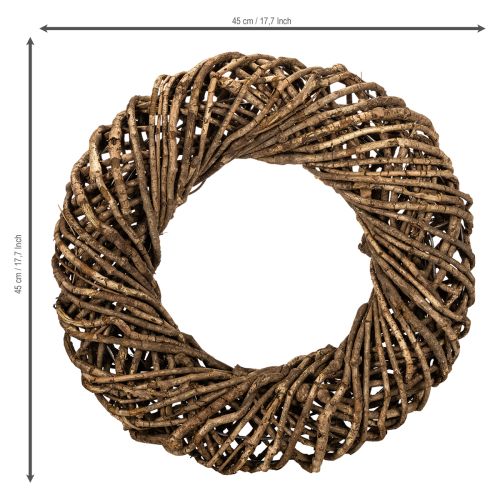 Decorative wreath made of natural branches, rattan wreath, round, large, 45cm. | Floristik24.co.uk