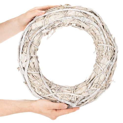 40cm Whitewashed Twig Wreath – Natural Wooden Decoration for DIY and Home Styling | Floristik24.co.uk