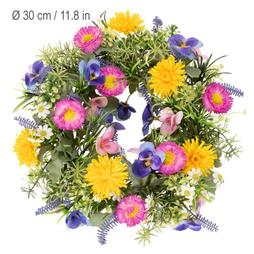 Product Artificial spring flower wreath for front door decoration, 30cm