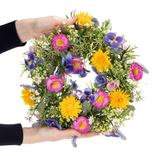Product Artificial spring flower wreath for front door decoration, 30cm