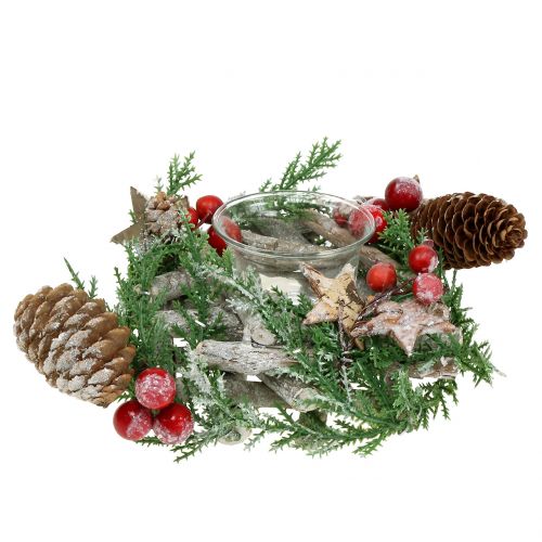 Floristik24 Decorative wreath small with glass Ø17cm