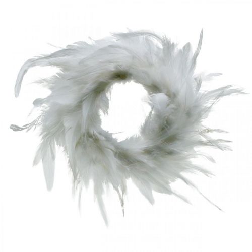 Floristik24 Feather wreath white small Ø11cm Easter decoration real feathers