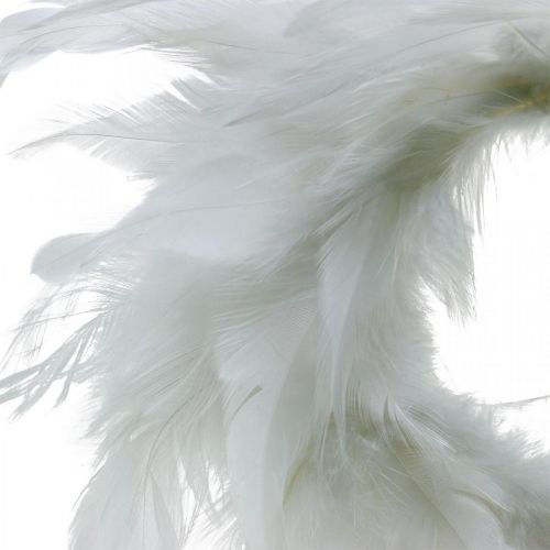 Product Feather wreath white small Ø11cm Easter decoration real feathers