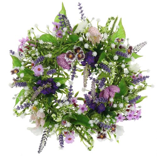 Floristik24 Wreath checkerboard flower/lavender/lilac Ø28cm
