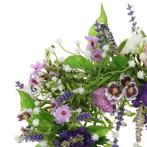 Floristik24 Wreath checkerboard flower/lavender/lilac Ø28cm
