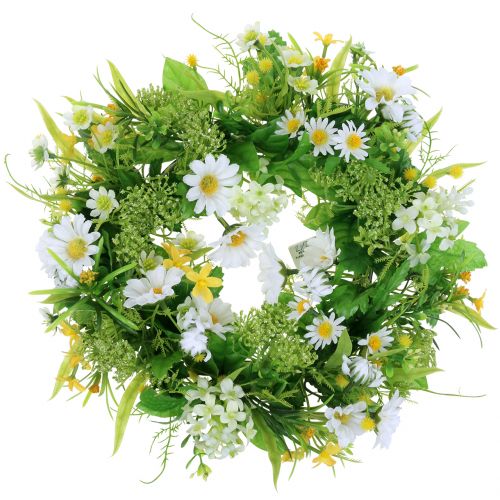 Spring wreath with gerberas white, yellow Ø30cm