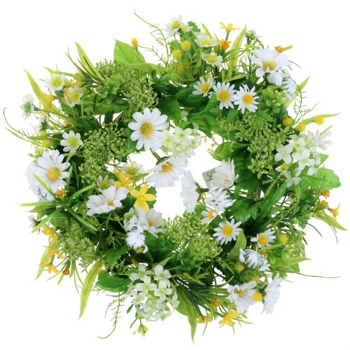 Floristik24 Spring wreath with gerberas white, yellow Ø30cm