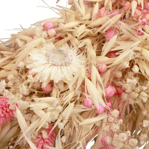 Product Decorative wreath oat wreath natural wreath straw flowers pink Ø29cm