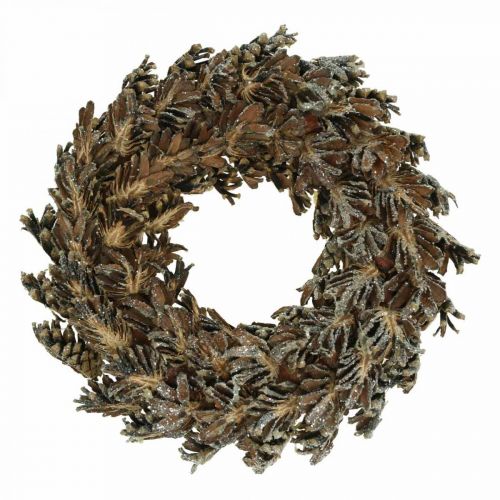 Decorative wreath cones Christmas wreath brown, glitter Ø30cm