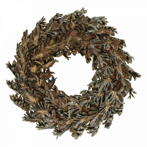 Product Decorative wreath cones Christmas wreath brown, glitter Ø30cm