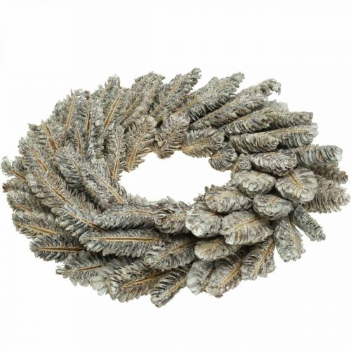 Floristik24 Decorative wreath cones Advent wreath door wreath white, glitter Ø35cm