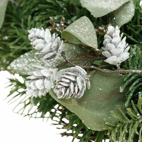 Floristik24 Decorative wreath eucalyptus and artificial cones Ø45cm green, white