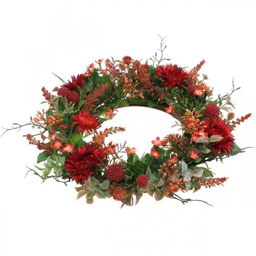 Floristik24 Autumn wreath silk flowers red gerbera thistle door wreath Ø42cm