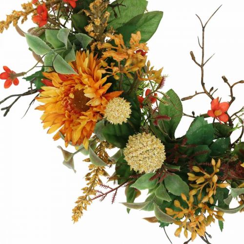Floristik24 Autumn Wreath Silk Flowers Yellow Gerbera Thistle Wall Wreath Ø42cm