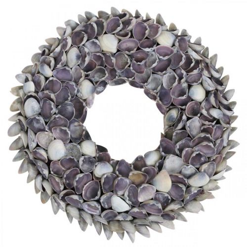 Floristik24 Shell wreath, violet chippy natural shells, ring made of shells Ø25cm