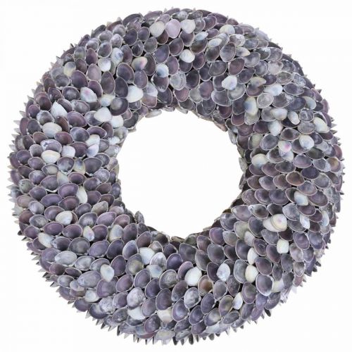 Product Shell wreath, natural shells, purple chippy, sea wreath Ø40cm
