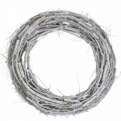 Deco wreath Ø50cm whitened elm branches with vines door wreath large